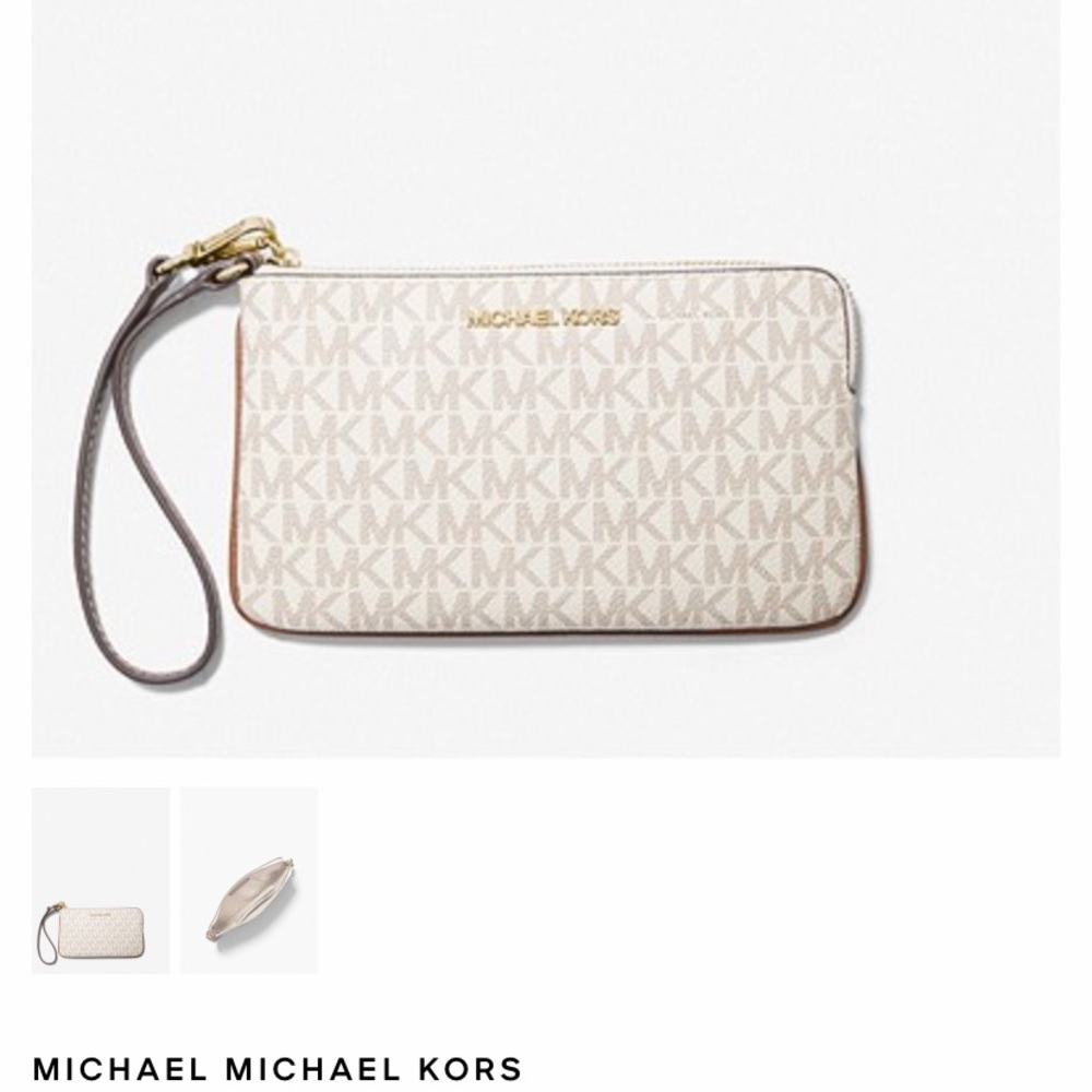 Michael Kors White Jet Set Travel Large Logo Wristlet NWT